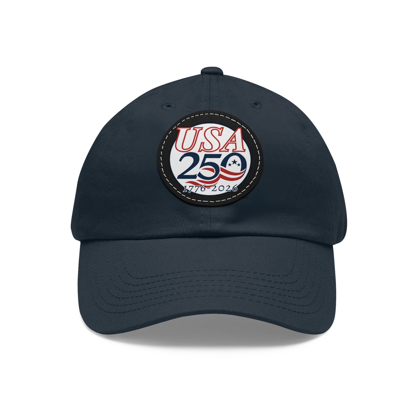 USA 250 Semiquincentennial Dad Hat with Leather Patch (Round)