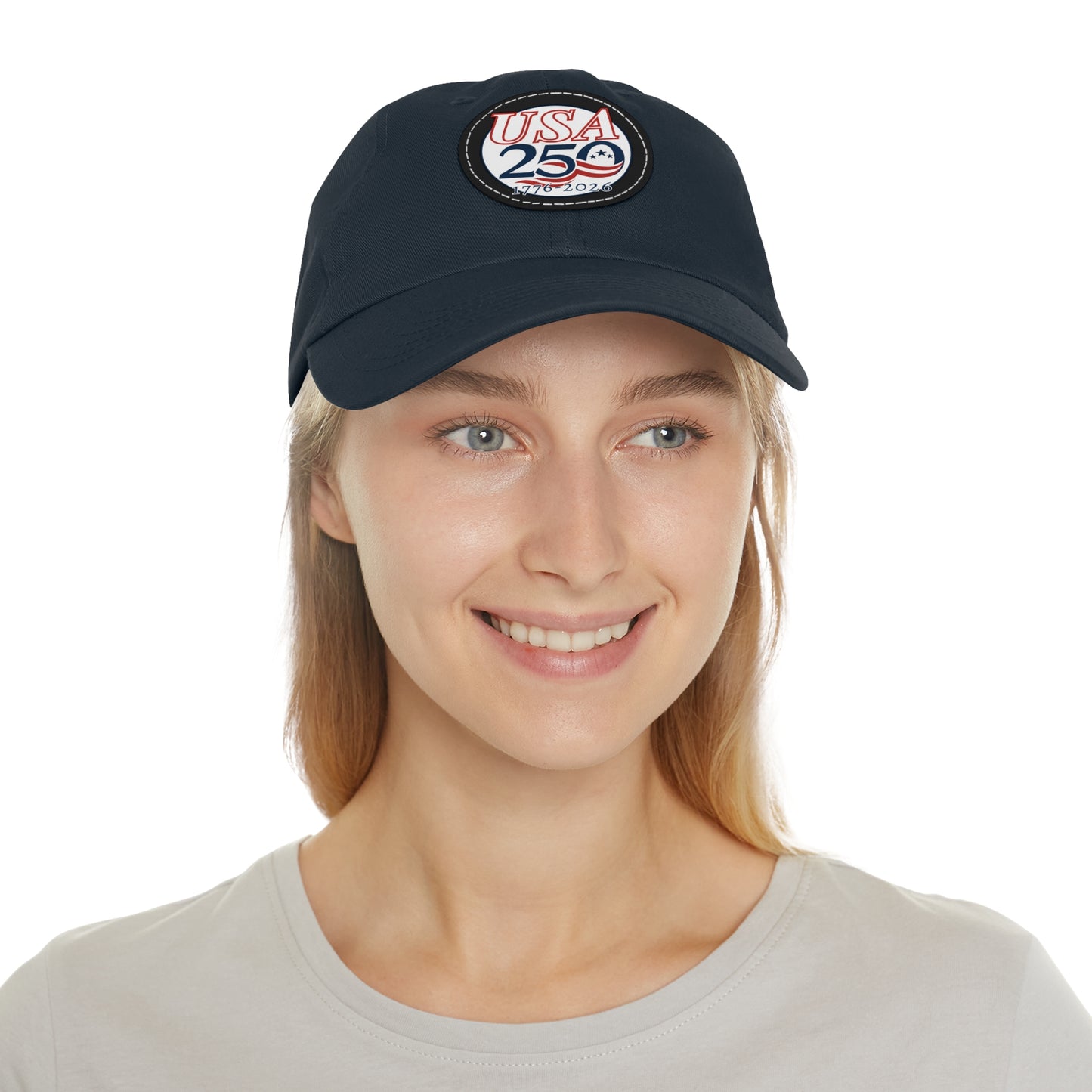 USA 250 Semiquincentennial Dad Hat with Leather Patch (Round)