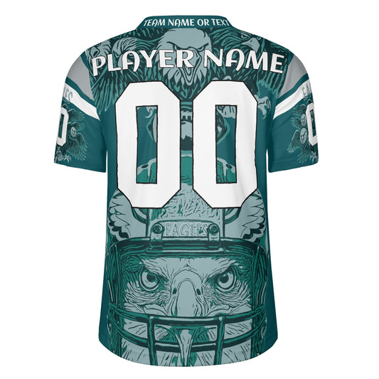 Midnight Green Eagle Mascot Football Jersey - Custom Name & Number - Coolest Eagle Jersey Ever