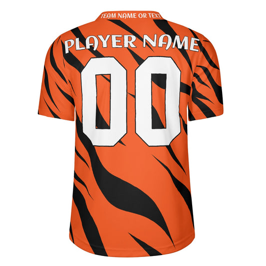 Orange/Black Tiger-Stripe Football Jersey - Custom Name & Number - Game-Day Ready Mesh