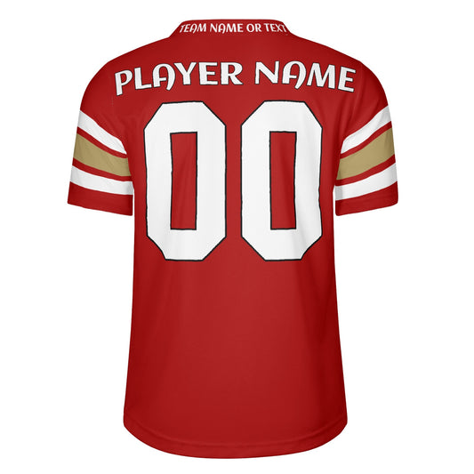 Bay Area Red-Gold Wordmark Football Jersey - Custom Name & Number - Stadium-Ready Mesh