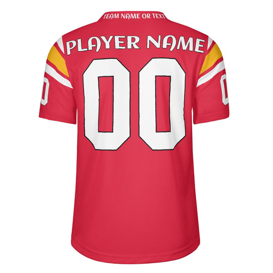Fire & Gold Football Jersey - Custom Name & Number - Stadium-Ready Mesh- High-Impact Finish