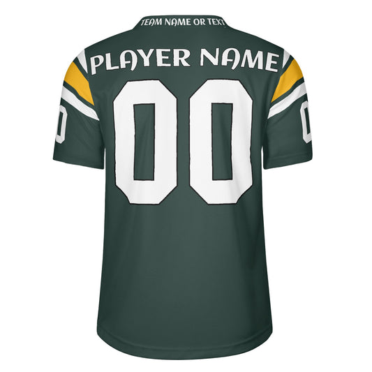 Green/Gold Football Jersey - Custom Name & Number - Game-Day Ready Mesh