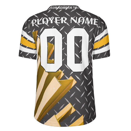 Pittsburgh Black-Gold Diamond Plate Gridiron Jersey — Personalized Name & Number