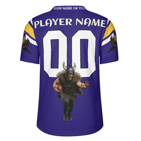Purple/Gold Viking Warrior Football Jersey – Custom Name & Number – Breathable Mesh