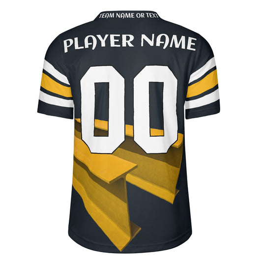 Pittsburgh Black-Gold Angled Steel Beam Jersey – Personalized Name & Number – Pro-Look Finish