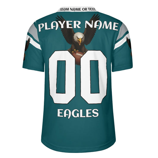 Soar -Midnight-Green Eagle Mascot Football Jersey – Custom Name & Number – Breathable Mesh