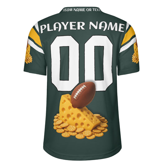 Green/Gold Cheesehead Vibes Football Jersey – Custom Name & Number – Breathable Mesh