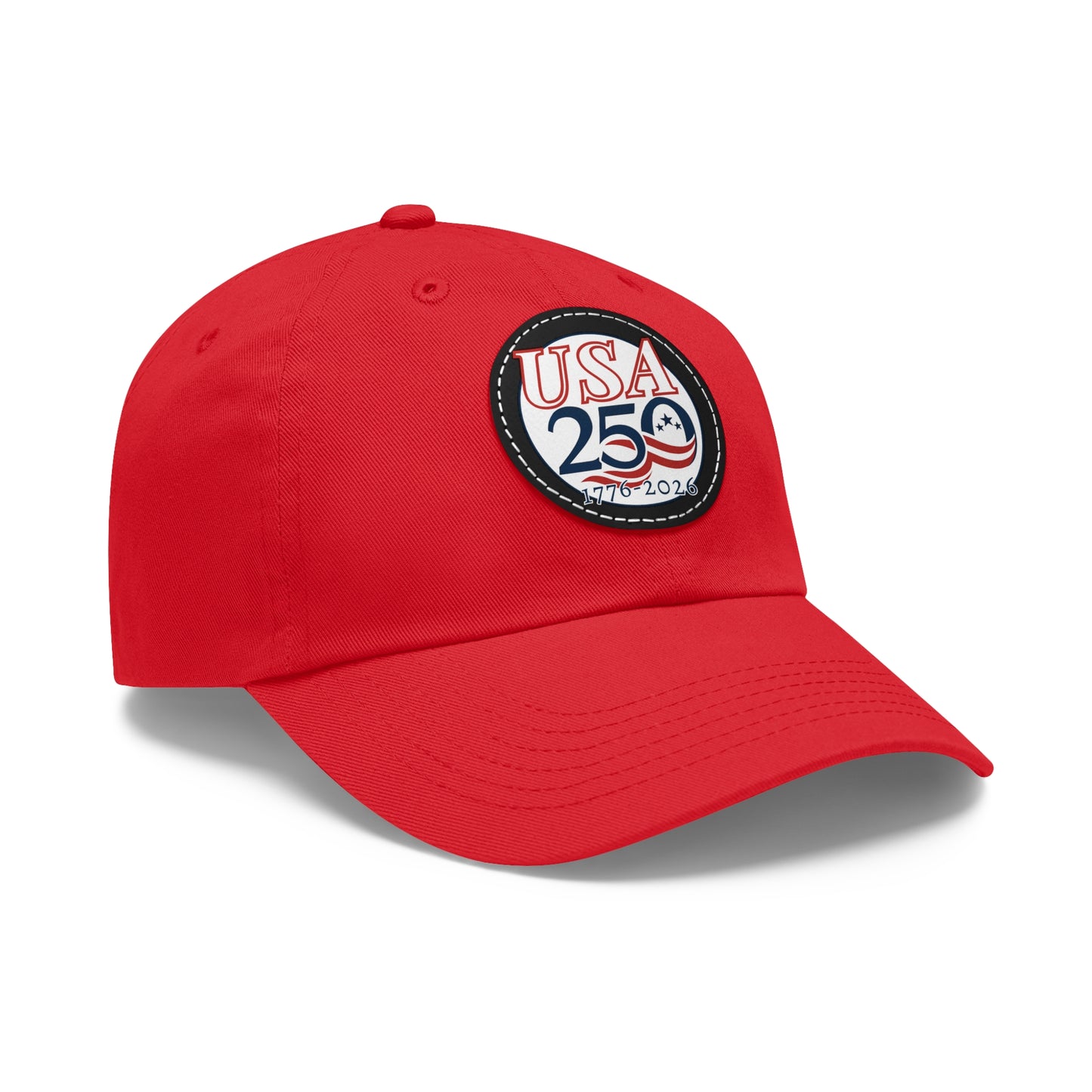 USA 250 Semiquincentennial Dad Hat with Leather Patch (Round)