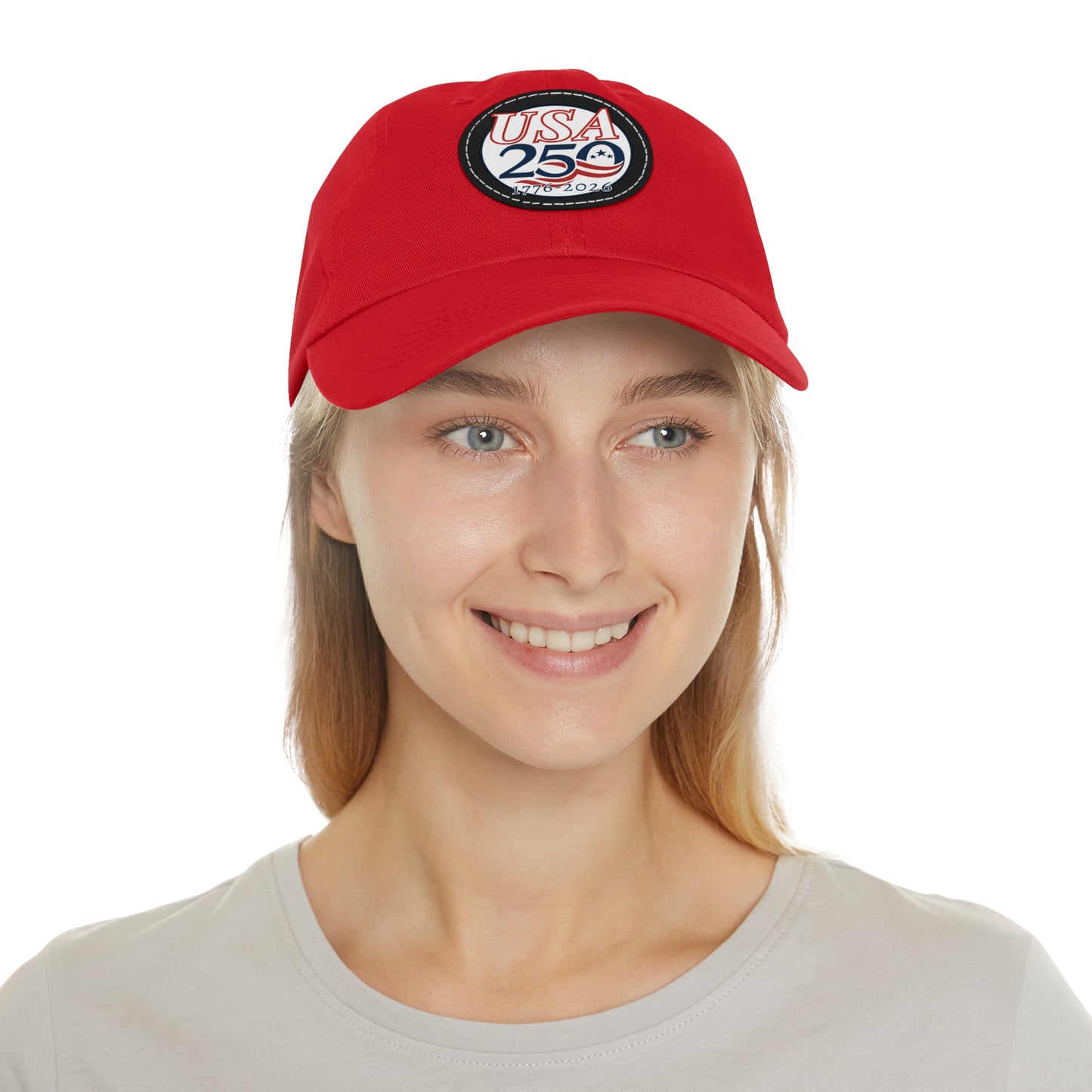 USA 250 Semiquincentennial Dad Hat with Leather Patch (Round)
