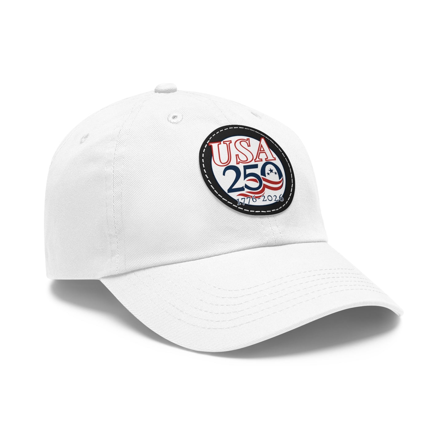 USA 250 Semiquincentennial Dad Hat with Leather Patch (Round)