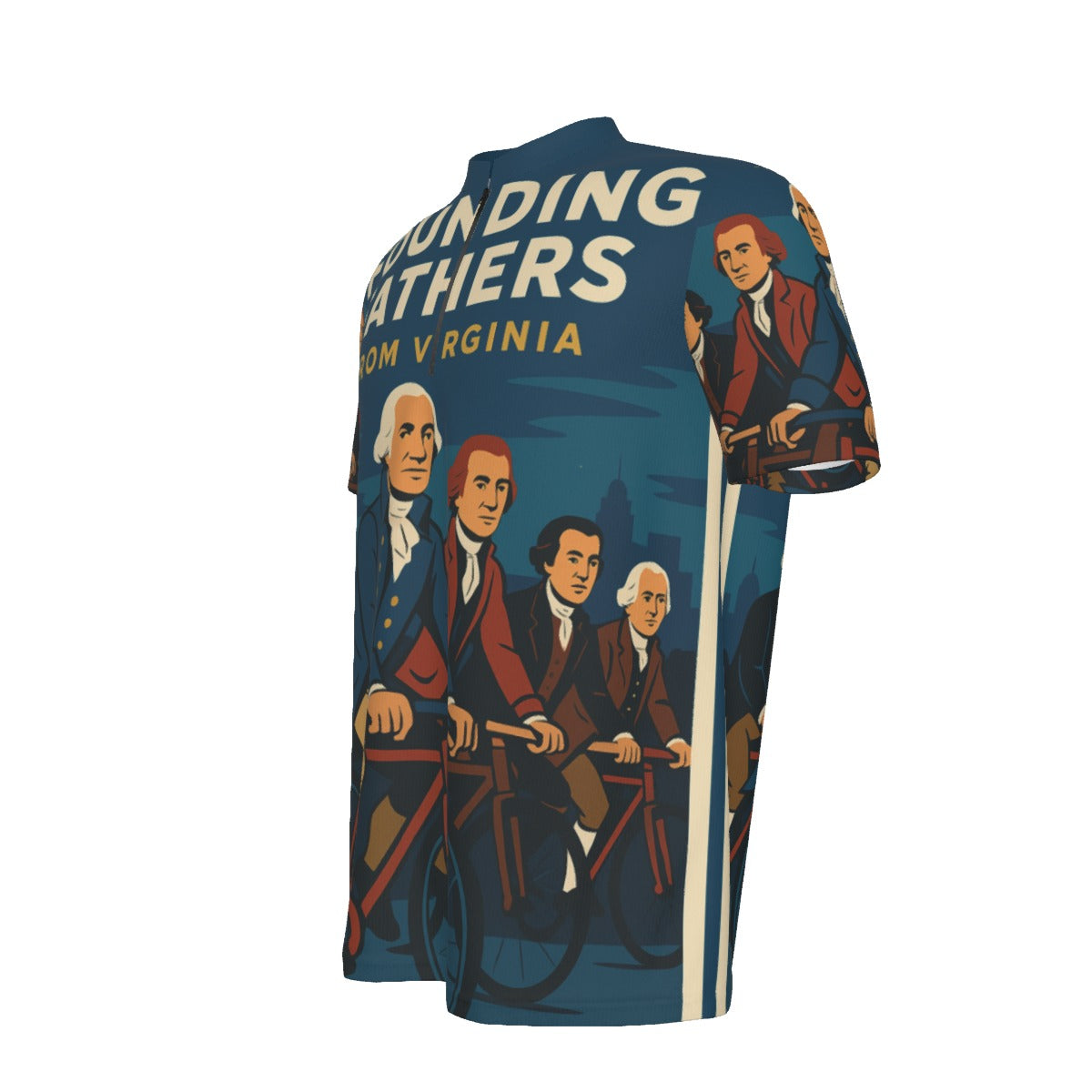 Founding Fathers From Virginia All-over Print Men's MTB Jersey With Black Zipper
