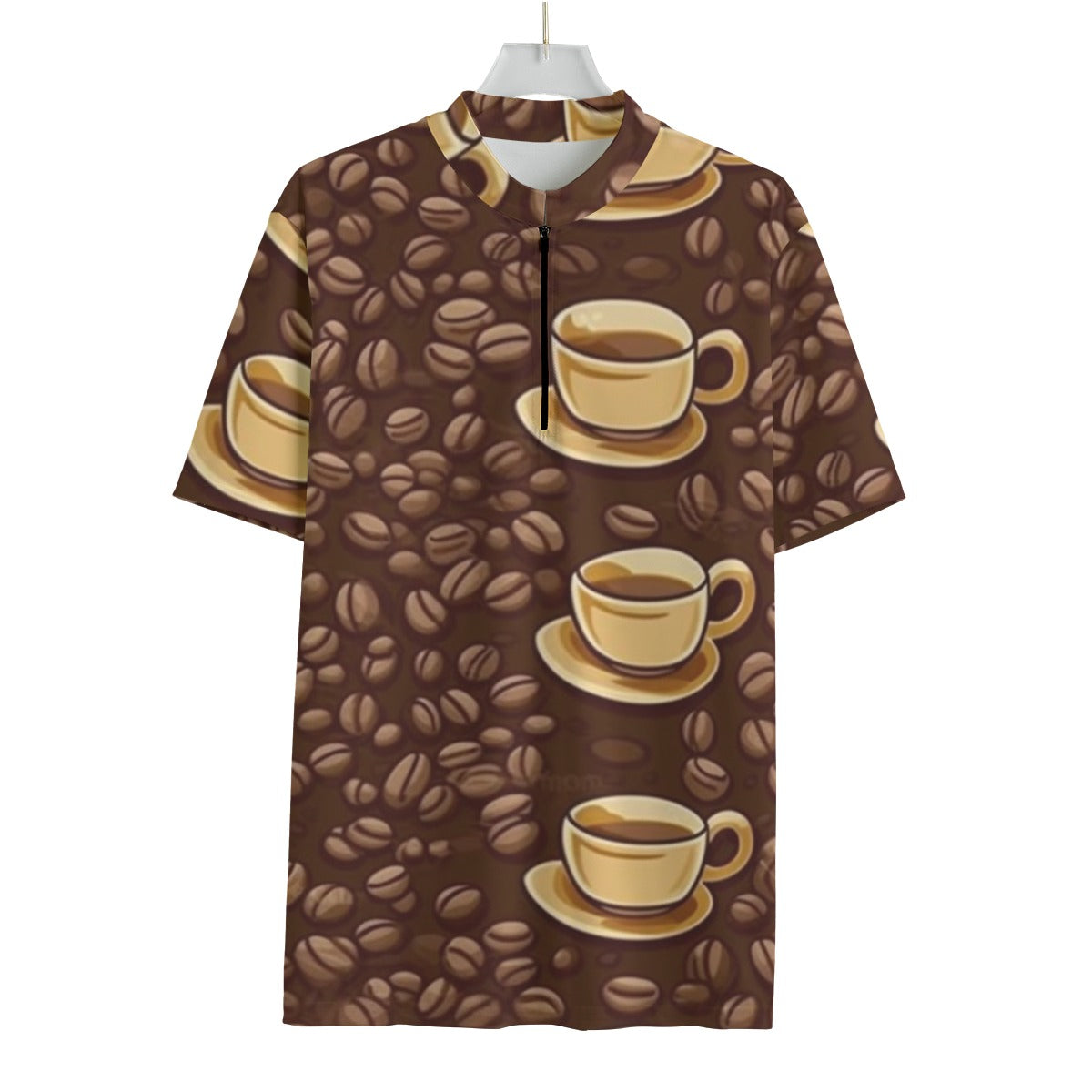 JAVA BEAN All-over Print Men's MTB Jersey With Black Zipper