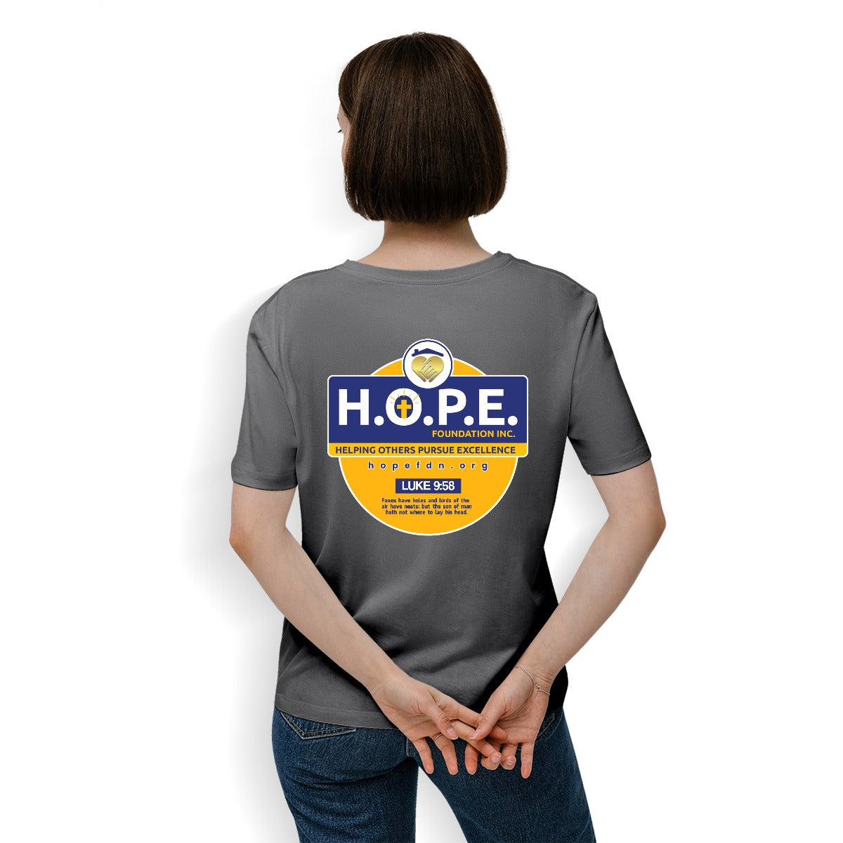 H.O.P.E. Foundation Women's Essential Crew Neck T-Shirt For The USA|180GSM Front & Back DTF