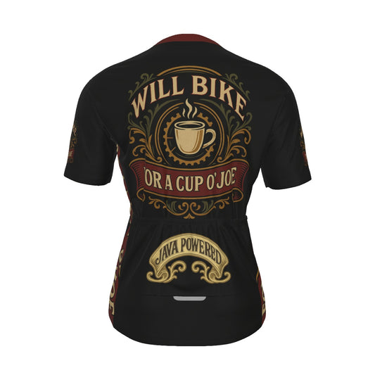 WILL BIKE For A Cup O'JOE All-Over Print Raglan Men's Cycling Jersey