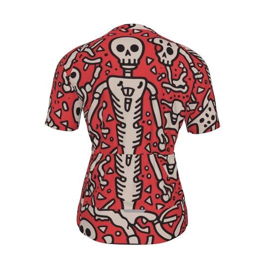 Red Bone Rumble Abstract All-Over Print Raglan Men's Cycling Jersey