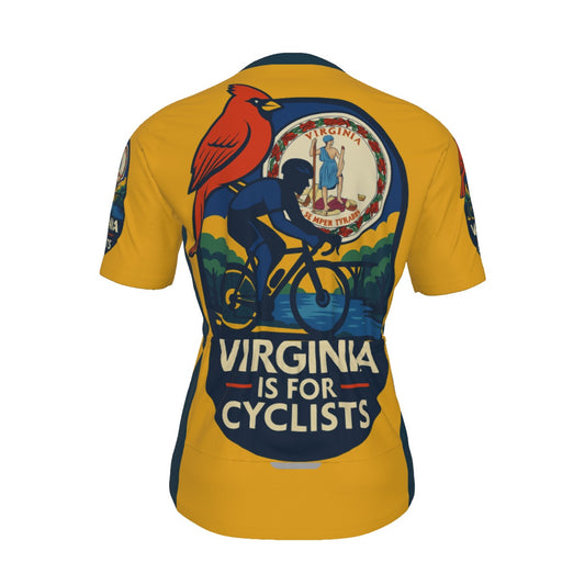 Virginia Is For Cyclists Yellow All-Over Print Raglan Men's Cycling Jersey