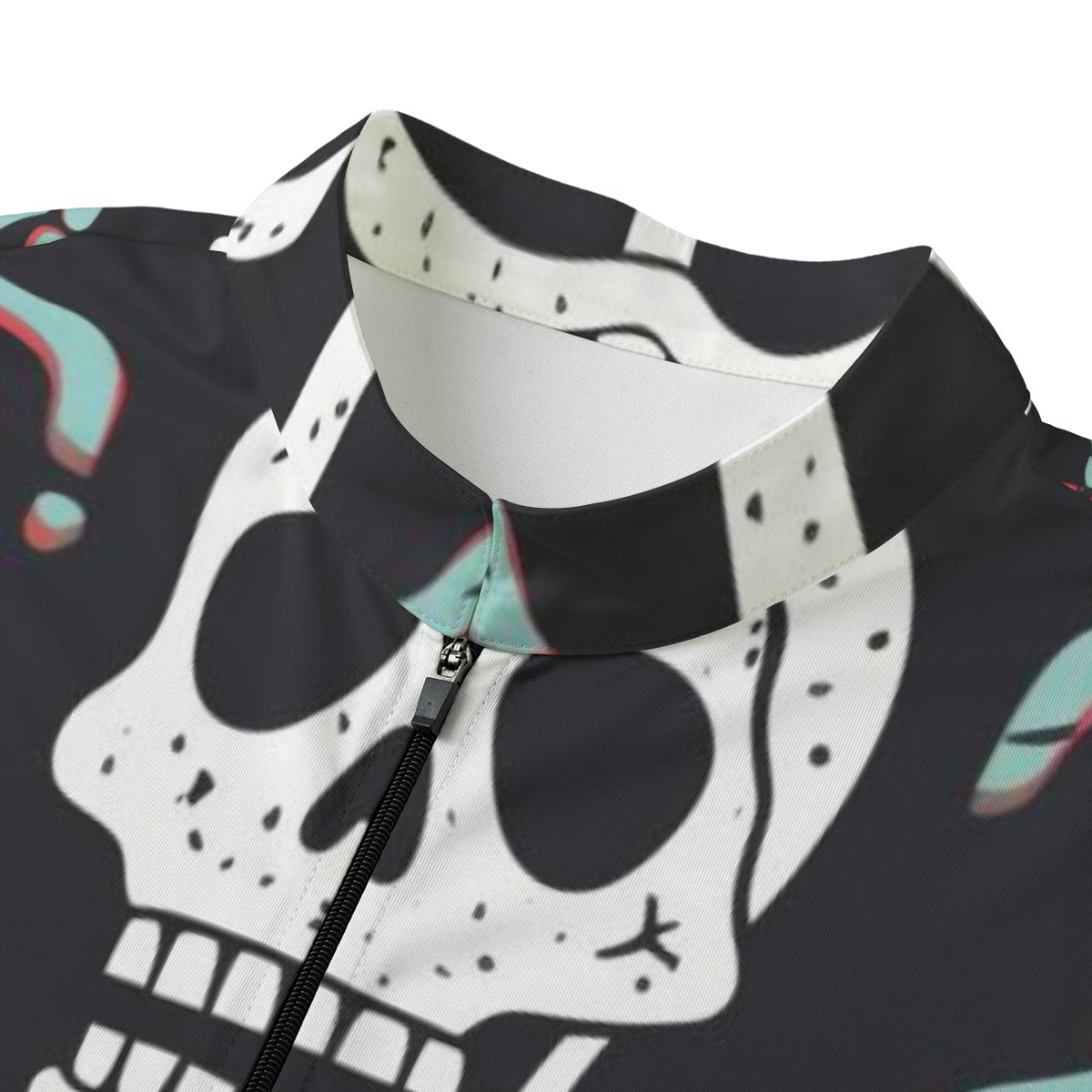 Skeleton All-over Print Men's MTB Jersey With Black Zipper
