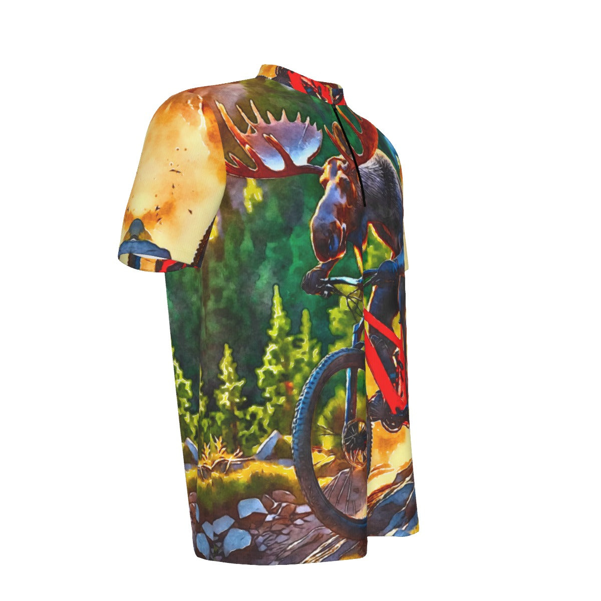 Moose on the Loose All-over Print Men's MTB Jersey With Black Zipper