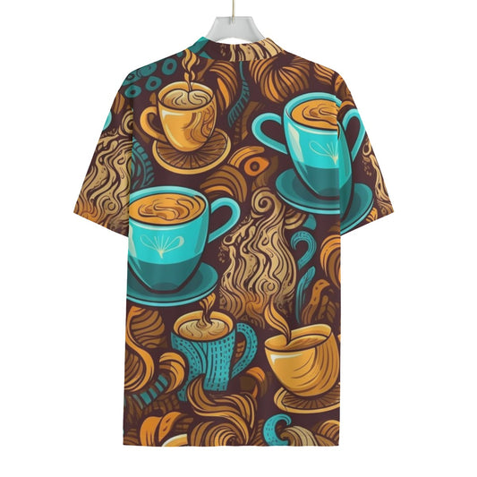 Caffeine Trails: Coffee Swirl MTB Jersey All-over Print Men's Billiard Cloth With Black Zipper