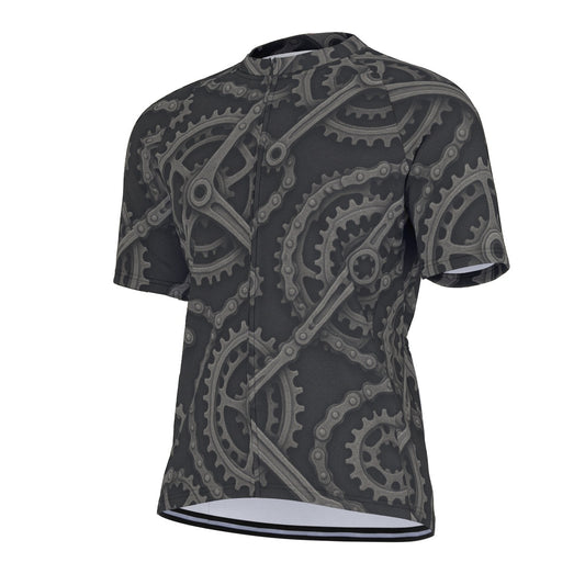 Cranks & Chains Gray All-Over Print Raglan Men's Cycling Jersey