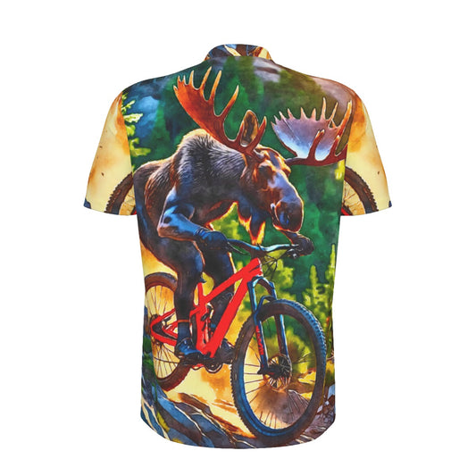 Moose on the Loose All-over Print Men's MTB Jersey With Black Zipper