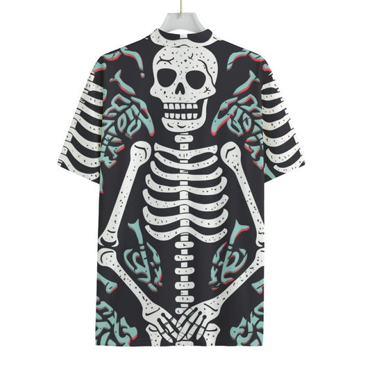 Skeleton All-over Print Men's MTB Jersey With Black Zipper
