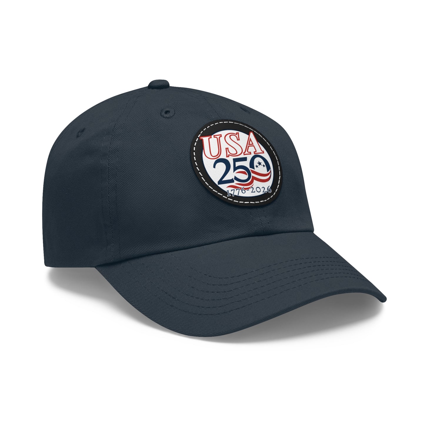 USA 250 Semiquincentennial Dad Hat with Leather Patch (Round)