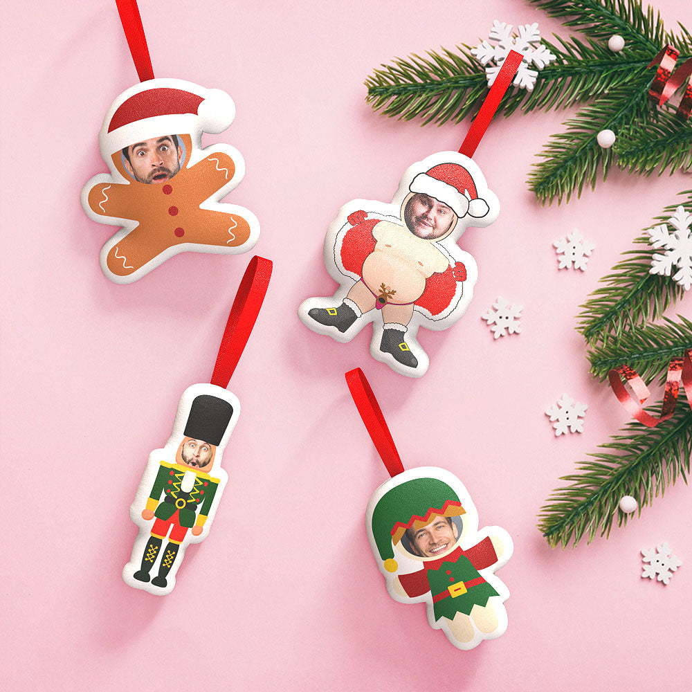 Custom Xmas Hanging Decorations: Santa, Elf, Gingerbread Man, Toy Soldier polyester ornaments
