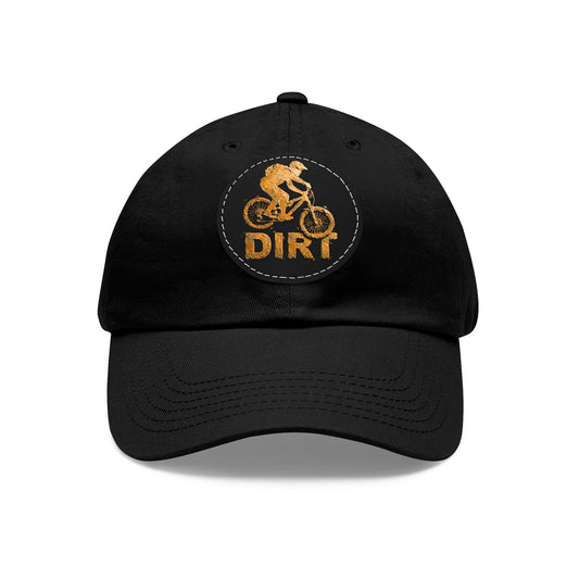 Dirt Bike Dad Hat — Leather Patch Cycling Cap