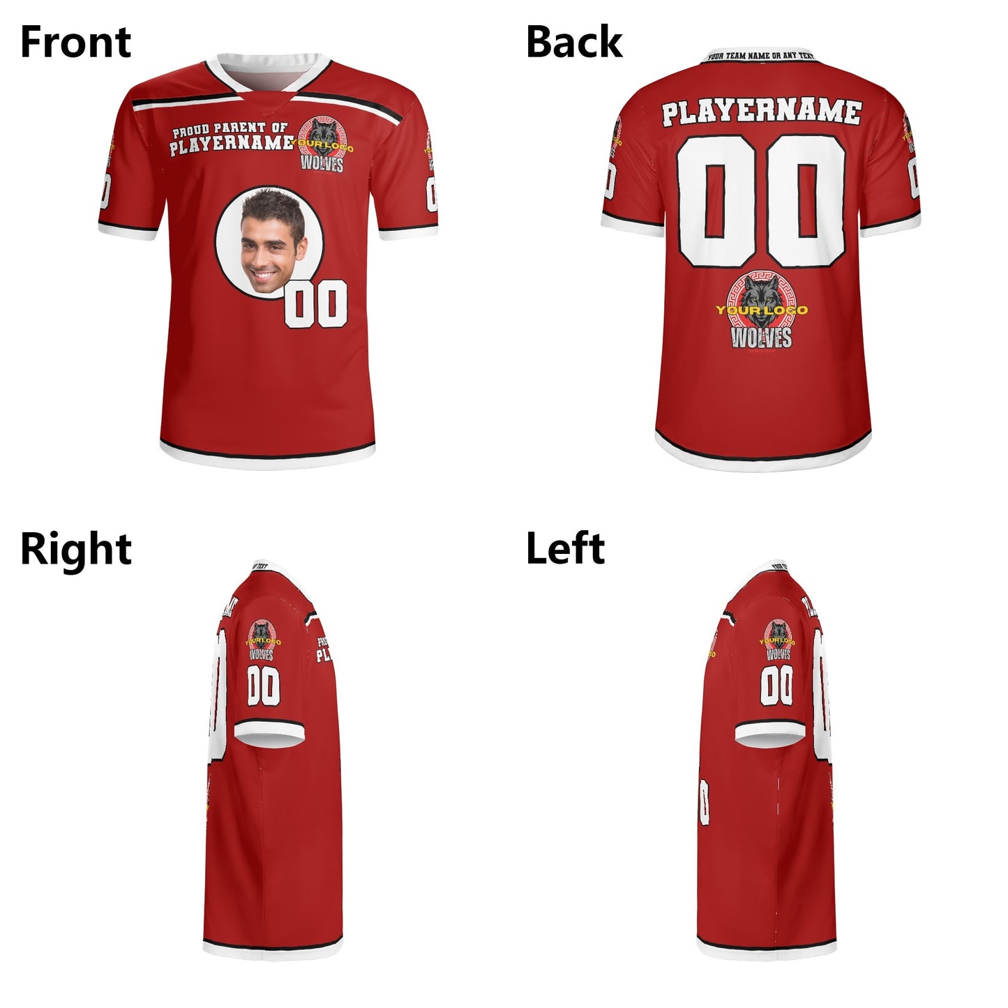 Custom Large Face Fan Jersey for Parents — Upload Photo + Personalize Name/Number