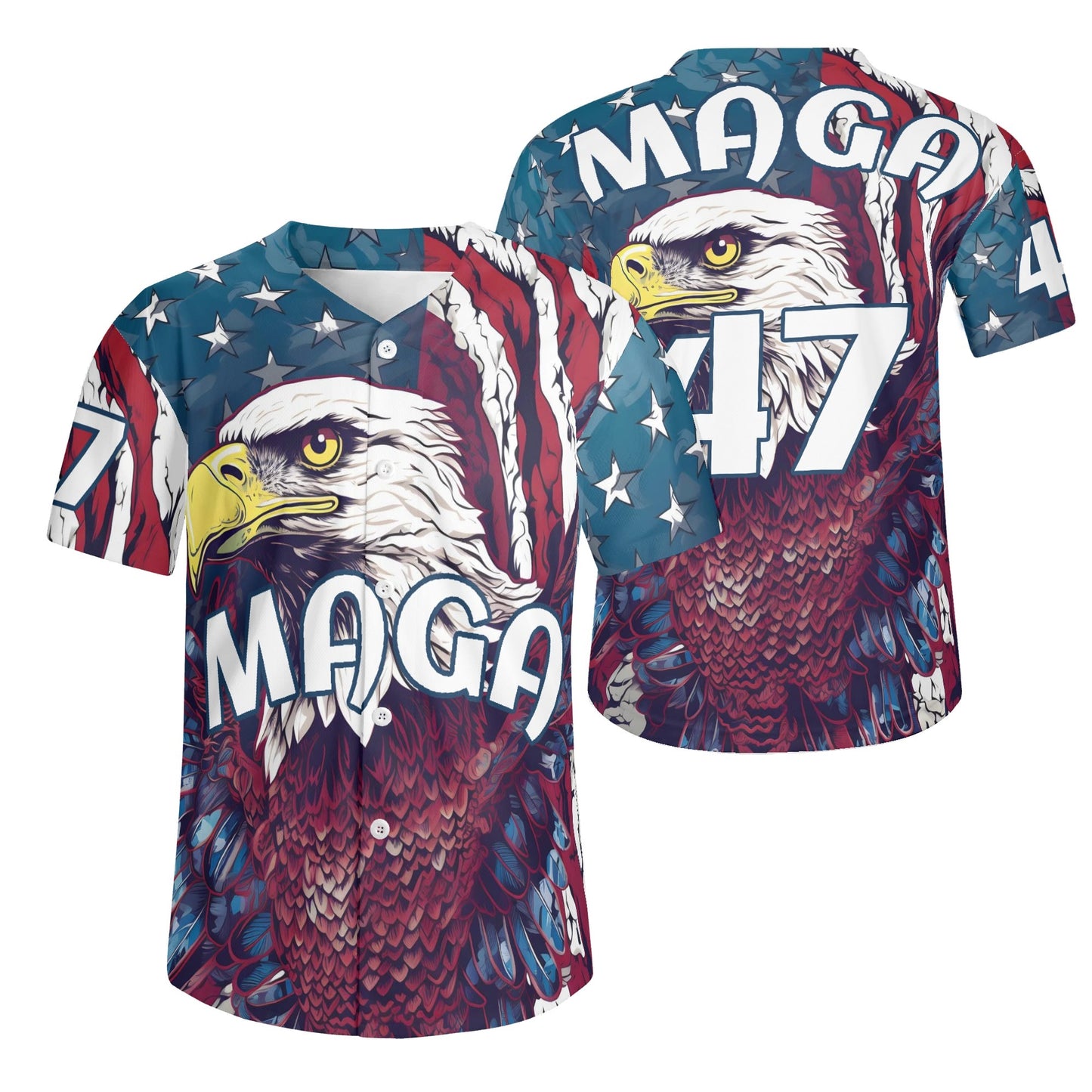MAGA Eagle all-over-print Unisex Short Sleeve Baseball Jersey