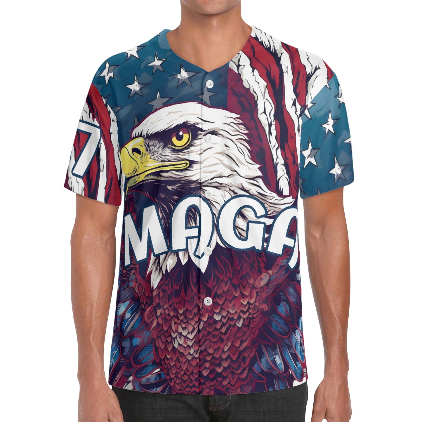 MAGA Eagle all-over-print Unisex Short Sleeve Baseball Jersey