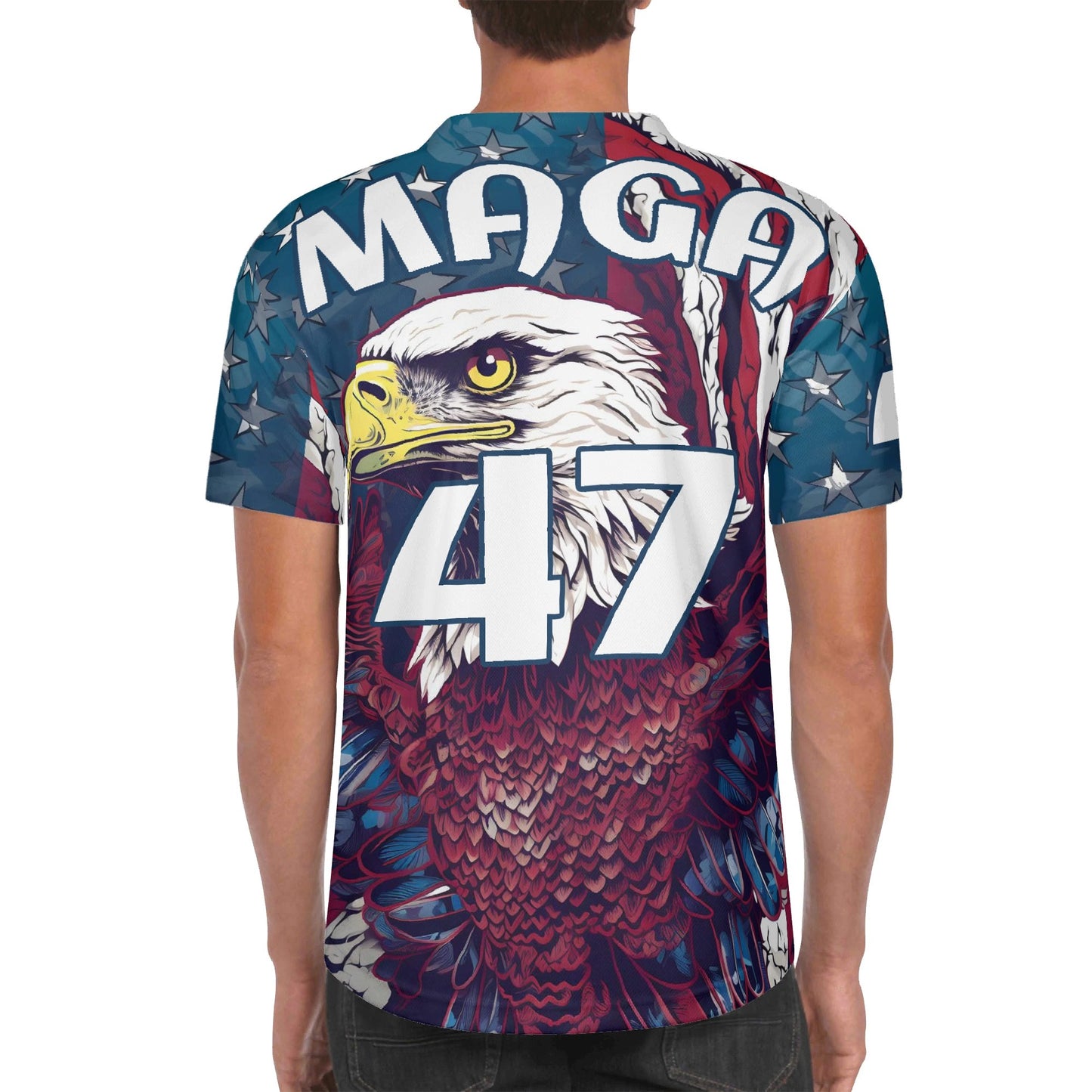 MAGA Eagle all-over-print Unisex Short Sleeve Baseball Jersey