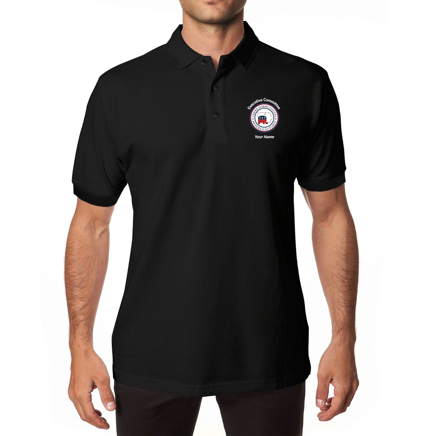 Cerro Gordo GOP Exec Committee Personalized US- Black Polo Shirt