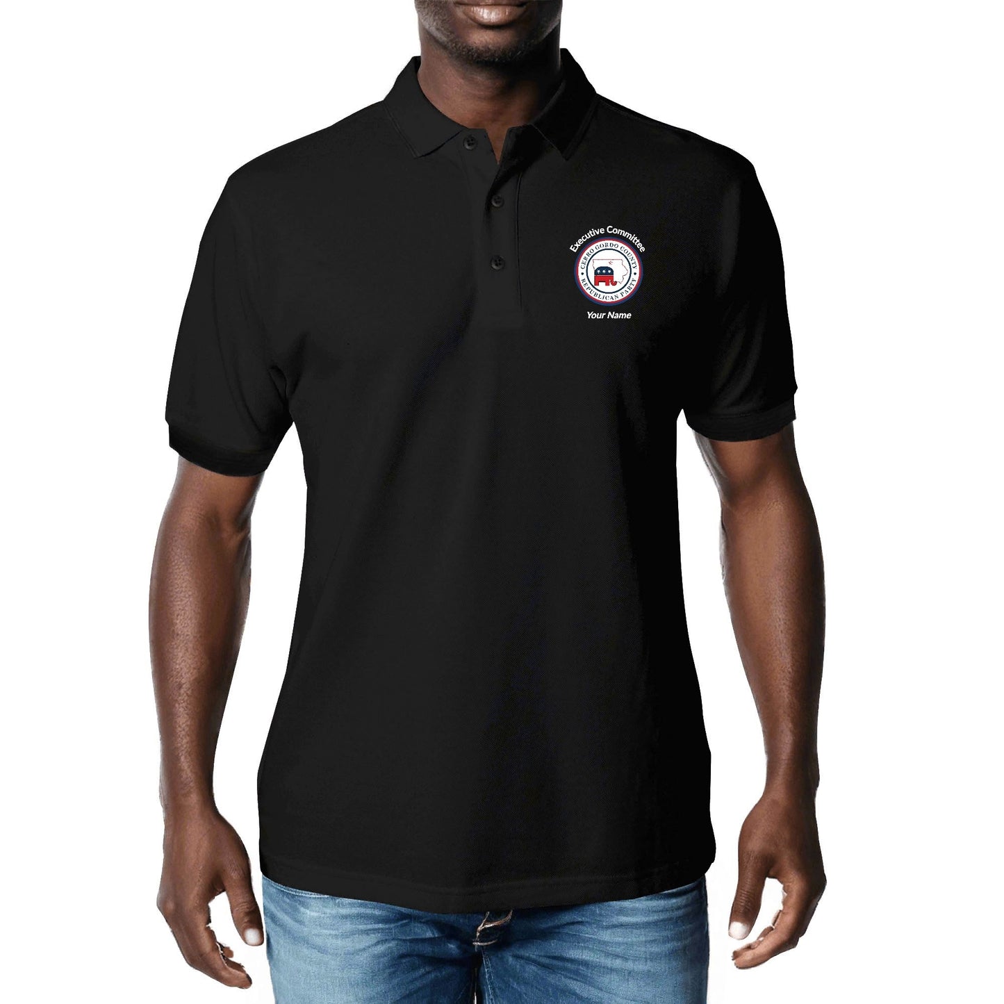 Cerro Gordo GOP Exec Committee Personalized US- Black Polo Shirt