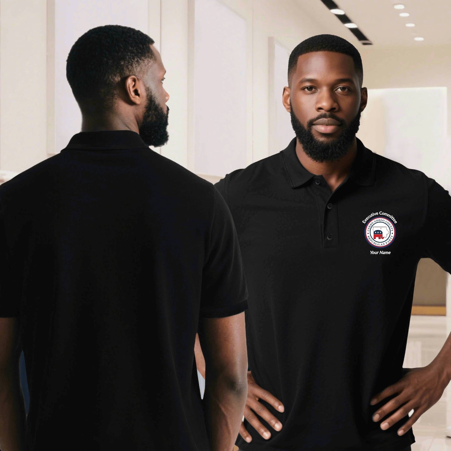 Cerro Gordo GOP Exec Committee Personalized US- Black Polo Shirt