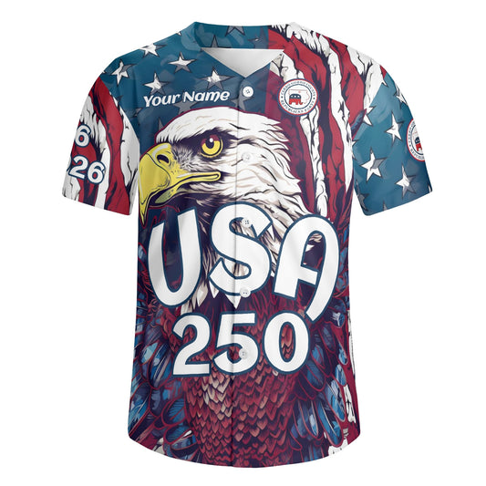 Cerro Gordo GOP USA 250 Eagle all-over-print Unisex Short Sleeve Baseball Jersey