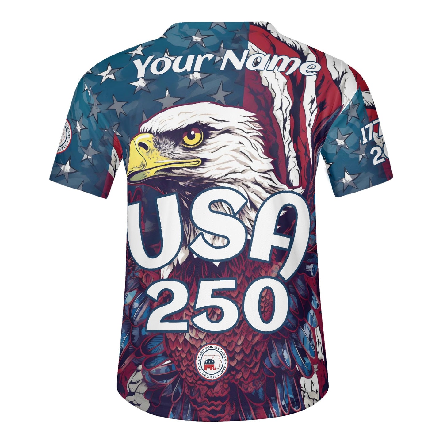 Cerro Gordo GOP USA 250 Eagle all-over-print Unisex Short Sleeve Baseball Jersey