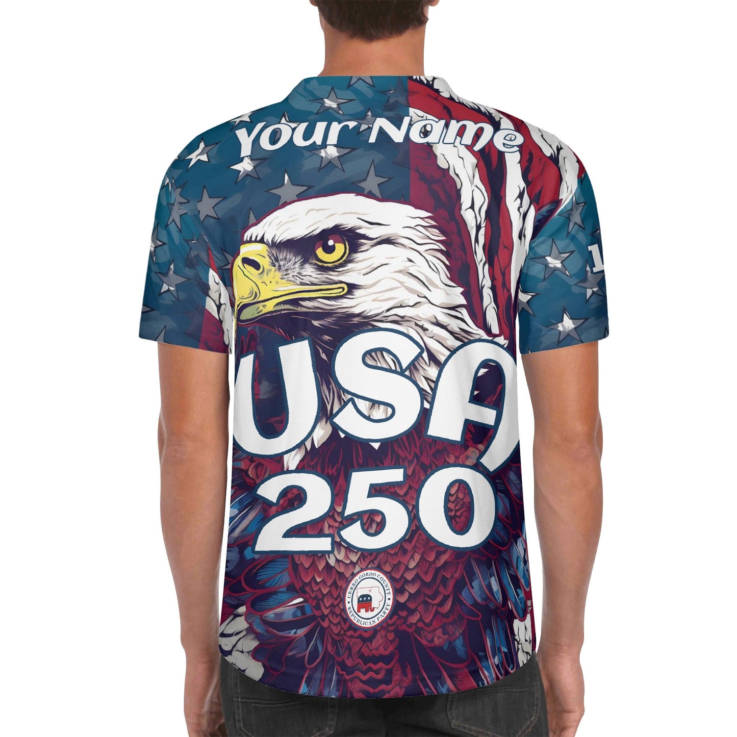 Cerro Gordo GOP USA 250 Eagle all-over-print Unisex Short Sleeve Baseball Jersey