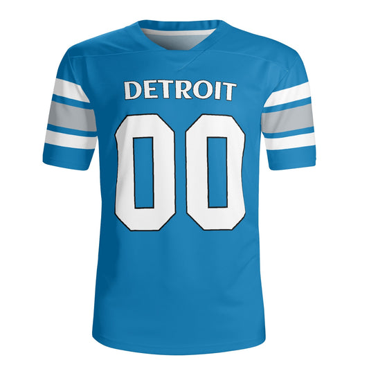 Motor City Blue Wordmark Football Jersey - Custom Name & Number - Quick-Dry Mesh