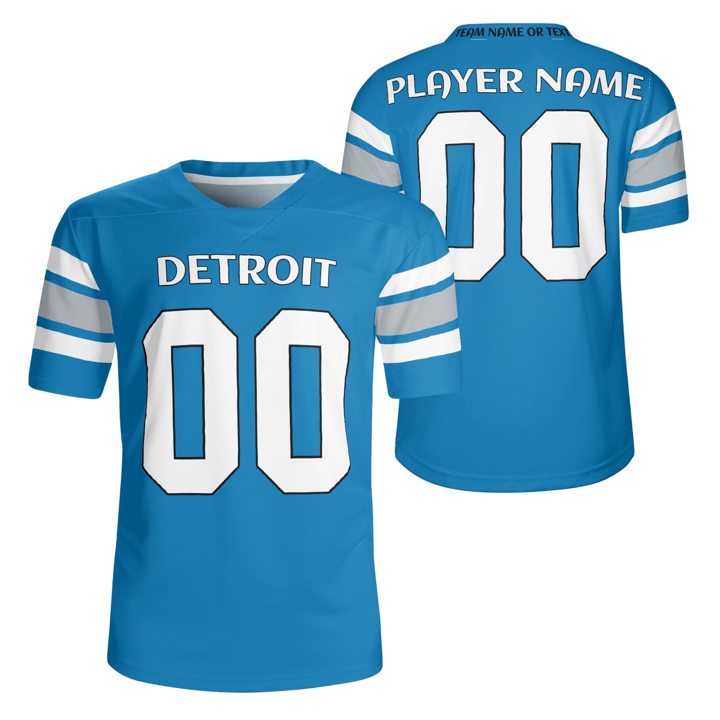Motor City Blue Wordmark Football Jersey - Custom Name & Number - Quick-Dry Mesh