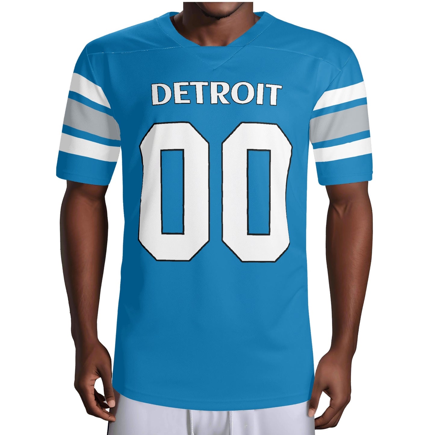 Motor City Blue Wordmark Football Jersey - Custom Name & Number - Quick-Dry Mesh