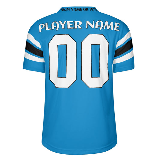 Coastal Blue/Black Football Jersey - Custom Name & Number - Quick-Dry Mesh