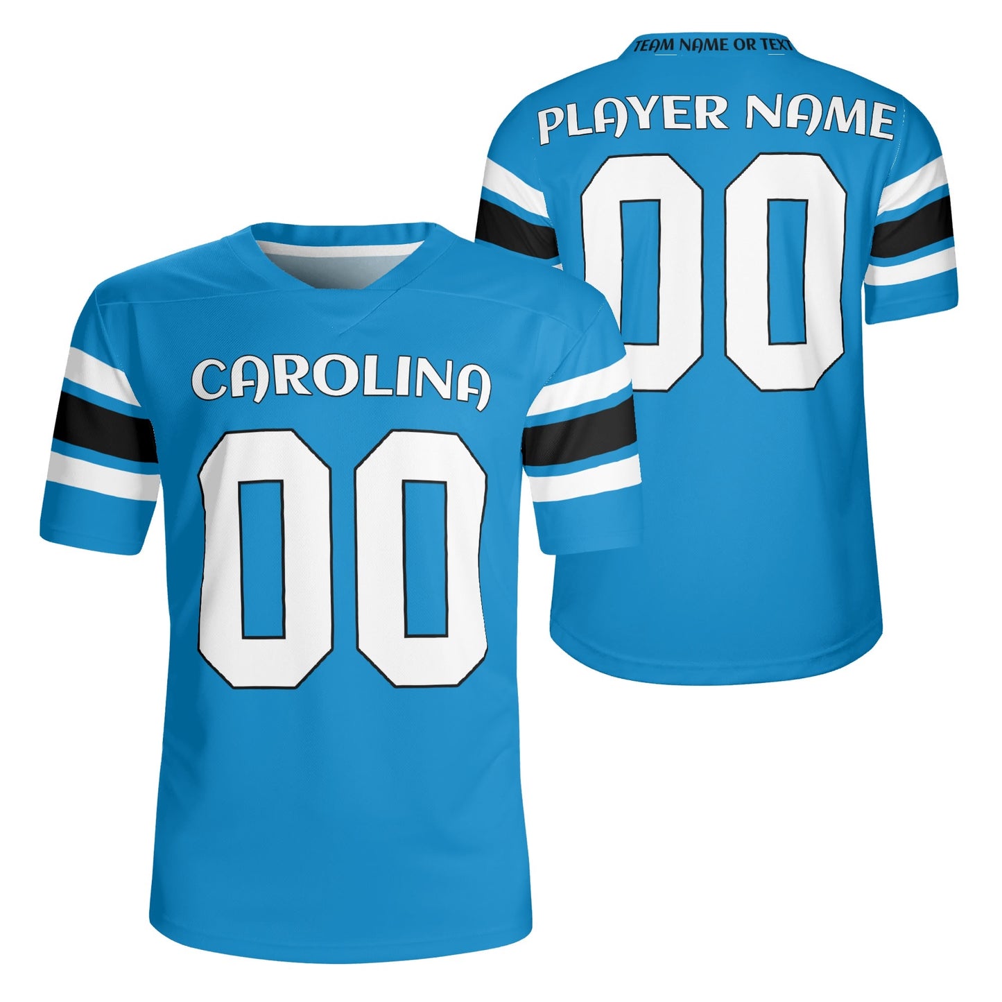 Coastal Blue/Black Football Jersey - Custom Name & Number - Quick-Dry Mesh