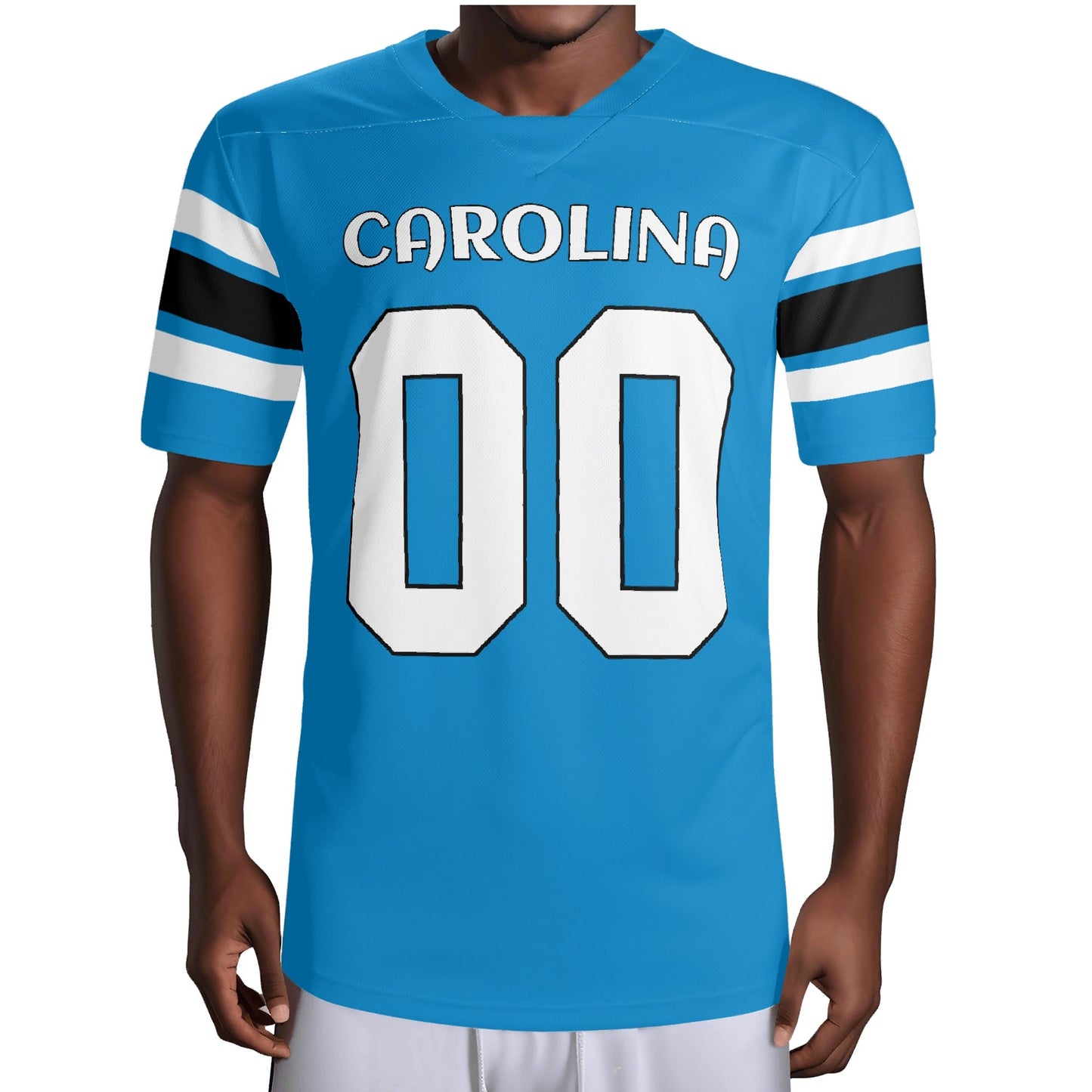 Coastal Blue/Black Football Jersey - Custom Name & Number - Quick-Dry Mesh