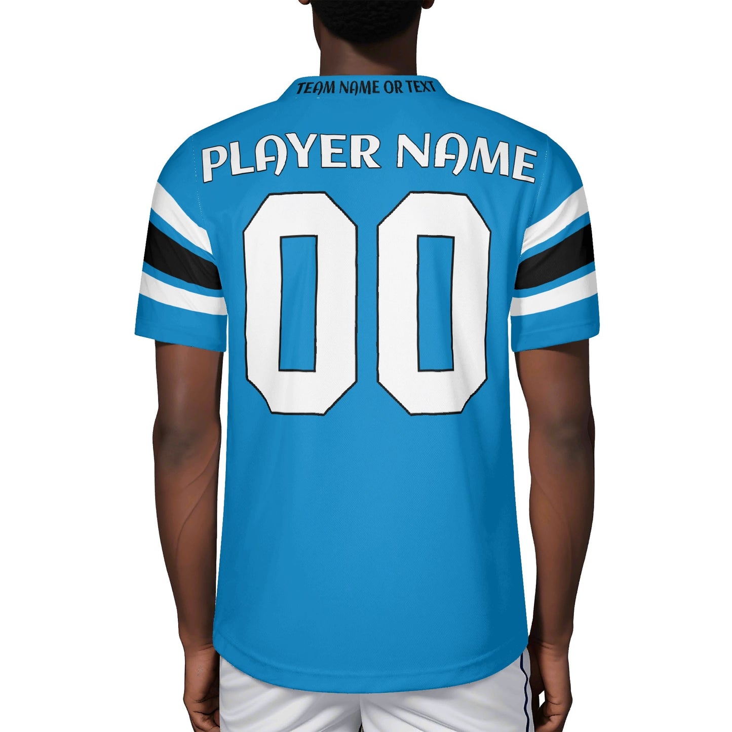 Coastal Blue/Black Football Jersey - Custom Name & Number - Quick-Dry Mesh