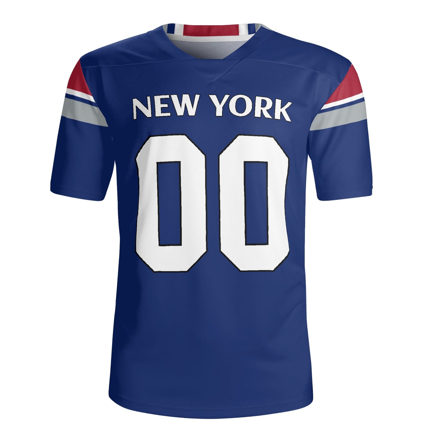 Royal Blue/Red Football Jersey - Custom Name & Number - Breathable Mesh