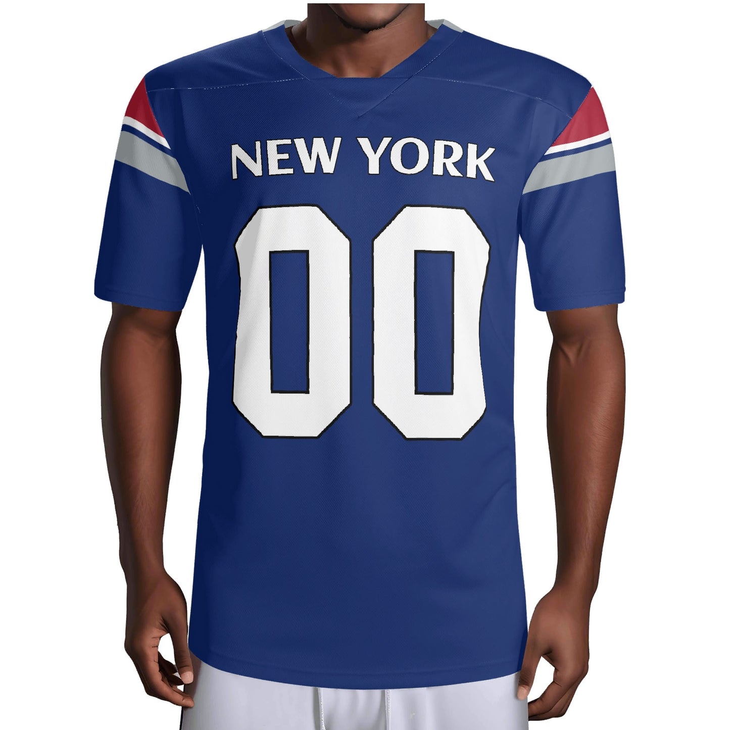 Royal Blue/Red Football Jersey - Custom Name & Number - Breathable Mesh