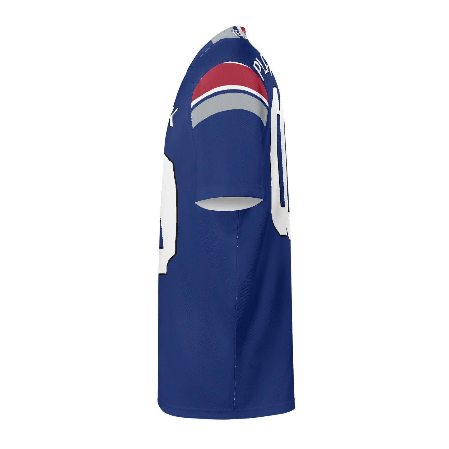 Royal Blue/Red Football Jersey - Custom Name & Number - Breathable Mesh